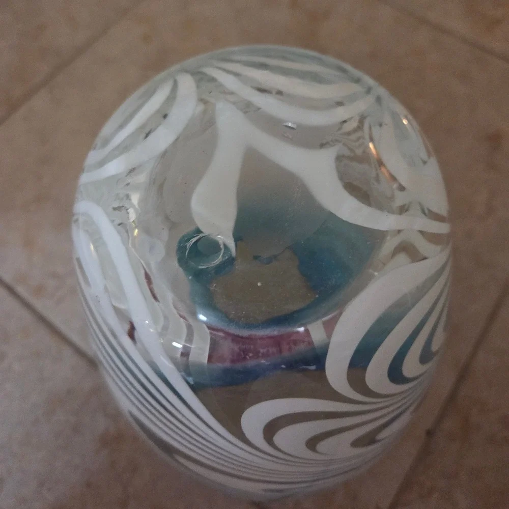 Murano Vintage Artisan Swirl Glass Vase Blue White Elegant Home Decor‎ Accent